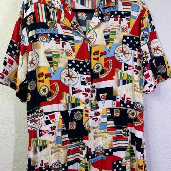 C.A. SPORT Romper M/L‎ Vintage Nautical Sail Boat Sailing Button Front Pockets - Picture 5 of 12